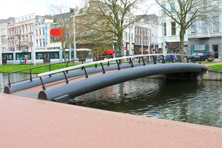 Bridge over canal in Rotterdam. Netherlandsのeditorial素材