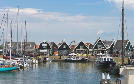 Tourists on the island of Marken pier. Netherlandsのeditorial素材