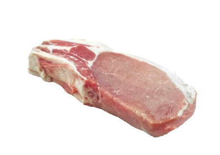 Crude cutlet on a white backgroundの写真素材