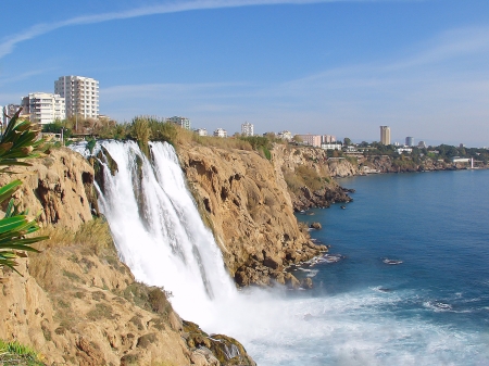 Waterfall Duden at Antalyaの写真素材