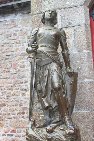 Statue of Joan of  Arc in the abbey of Mont Saint Michel. Normandy, Franceのeditorial素材