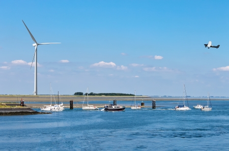 Holiday on Dutch lake. Sailing competition. Netherlandsの写真素材
