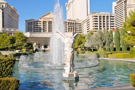 LAS VEGAS, NEVADA, USA - OCTOBER 21, 2013 :  Fountain in Caesar's Palace   in Las Vegas, Caesar's Palace hotel opened in 1966 and has a Roman Empire theme.のeditorial素材