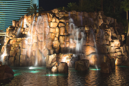 LAS VEGAS, NEVADA, USA - OCTOBER 23, 2013 : Waterfall at the Mirage hotel in Las Vegas, The Mirage hotel and casino is a 3,044 roomt .The casino has 100,000 square feet of gaming space のeditorial素材