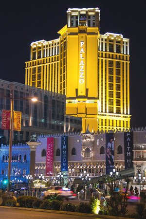 LAS VEGAS, NEVADA, USA - OCTOBER 23, 2013 : Night view of Las Vegas. The Las Vegas Strip is an approximately 4.2-mile stretch of Las Vegas Boulevard South in Clark County, Nevada.のeditorial素材