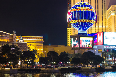 LAS VEGAS, NEVADA, USA - OCTOBER 25, 2013 : Montgolfier Balloon near Paris Hotel in Las Vegas . Opened in 1999 and demonstrates the sights of Paris のeditorial素材