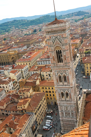 FLORENCE, ITALY - MAY 08, 2014: Top view of the historic center of Florence, Italyのeditorial素材