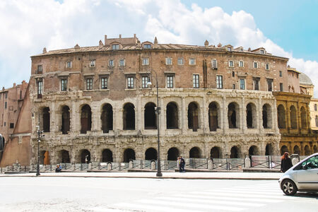 ROME, ITALY - MAY 03, 2014: People near the picturesque ancient building in Rome, Italyのeditorial素材