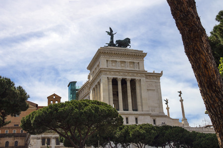 Park near  the monument to Victor Emmanuel II. Piazza Venezia, Rome  , Italyのeditorial素材