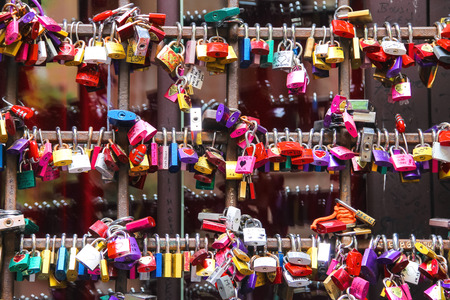 VERONA, ITALY - MAY 7, 2014: Many love locks on the gates of the Juliet house in Verona, Italyのeditorial素材