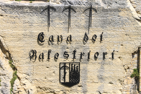 SAN MARINO. SAN MARINO REPUBLIC - AUGUST 08, 2014: Cava dei Balestrieri - quarry crossbowmen in San Marino. The Republic of San Marinoのeditorial素材