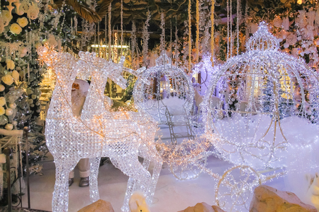 Taneto, Italy - December 22, 2014: Great Cristmas market "Villaggio di Babbo Natale" in the garden center Mondoverde. Taneto, Italyのeditorial素材
