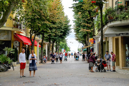 Bellaria Igea Marina, Italy - August 14, 2014: Tourists in the resort town Bellaria Igea Marina, Riminiのeditorial素材