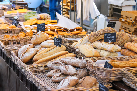 Selling bread on the Dutch market, the Netherlandsの写真素材