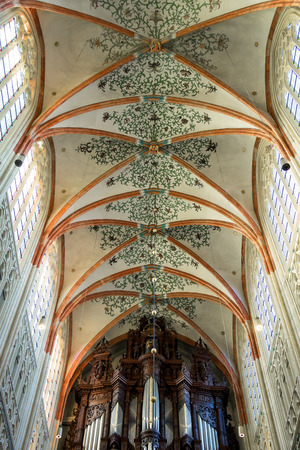 Den Bosch, Netherlands - January 17, 2015: Colorful ceiling in the cathedral the Dutch city of Den Boschのeditorial素材