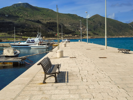 Favignana harbor in the early spring, Sicilyの写真素材