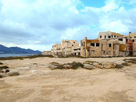 Abandoned building on the Mediterranean coast in Sicilyの写真素材