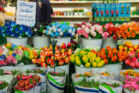 Amsterdam Schiphol, Netherlands - April 18, 2015: Sale of flowers and gifts at the airport Amsterdam Schiphol, Netherlandsのeditorial素材