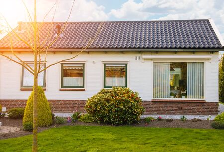 Residential building with a beautiful garden in Meerkerk, Netherlandsのeditorial素材