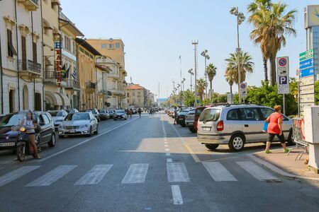Viareggio, Italy - June 28, 2015: People on a pedestrian crossing. Province Lucca, Tuscany region of Italyのeditorial素材