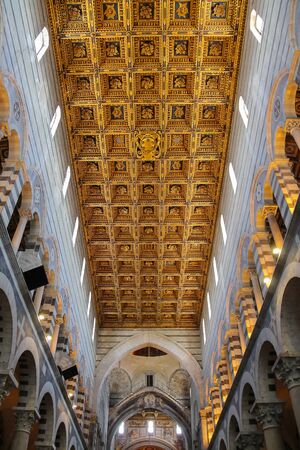 Beautiful ceiling of the Pisa Cathedral (Duomo di Pisa) on Piazza del Duomo, Italyのeditorial素材
