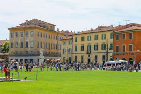 Pisa, Italy - June 29, 2015: Tourists on Piazza del Duomo. Province Pisa, Tuscany region of Italyのeditorial素材