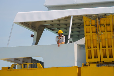 Piombino, Italy - June 30, 2015: Ferry boat Corsica Express at berth in the seaportのeditorial素材