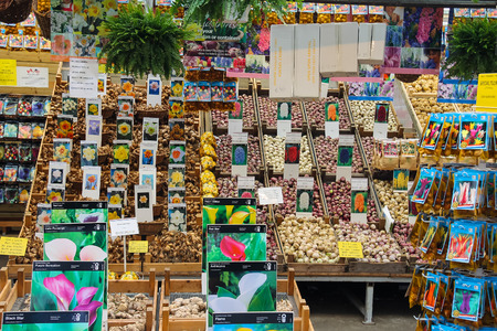 Amsterdam, the Netherlands - October 03, 2015: Flower seeds shop in the city centerのeditorial素材