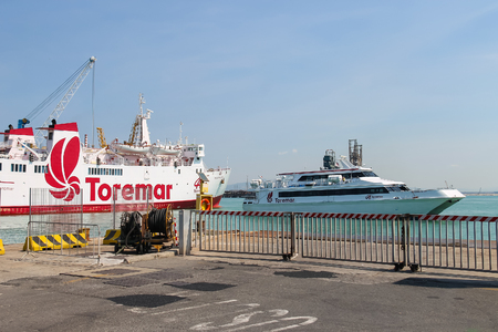 Piombino, Italy - June 30, 2015: Ferry boats Marmorica and Acapulco Jet in harbor of Piombinoのeditorial素材