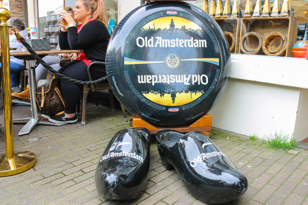 Amsterdam, the Netherlands - October 03, 2015: Creative street design near cafe terrace in the city...