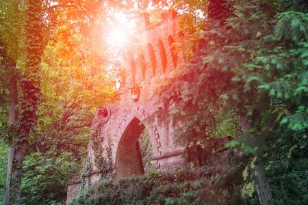 Ruined medieval castle in Villa Sorra. Castelfranco Emilia, Modena, Italyの写真素材