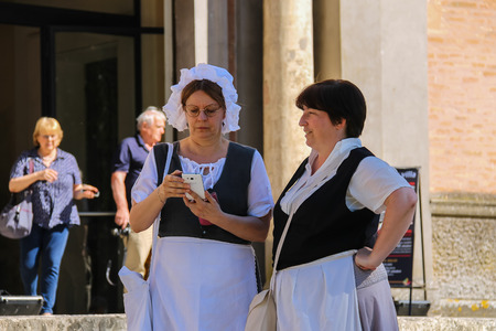 Villa Sorra, Italy - July 17, 2016: People on Napoleonica event. Costumed reconstruction of...