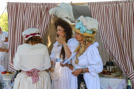Villa Sorra, Italy - July 17, 2016: People on Napoleonica event. Costumed reconstruction of historical events. Castelfranco Emilia, Modenaのeditorial素材