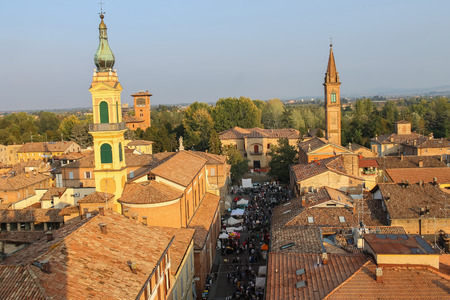 Spilamberto, Italy- October 02, 2016: Historic city center. Top view from fortress