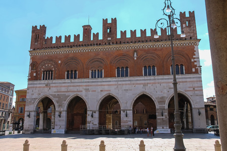 Piacenza, Italy - August 7, 2016: Palazzo Comunale, also known as il Gotico at the Piazza Cavalliのeditorial素材