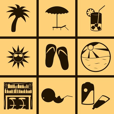 Set of icons on a theme the beachのイラスト素材