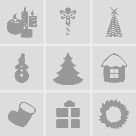 Set of icons on a theme Merry Christmasのイラスト素材