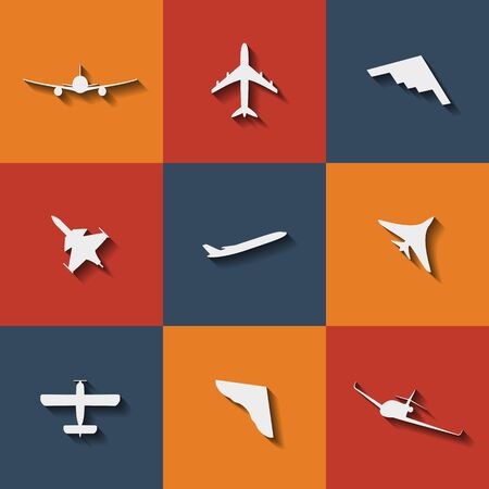 Set of flat icons on a theme aircraftsのイラスト素材