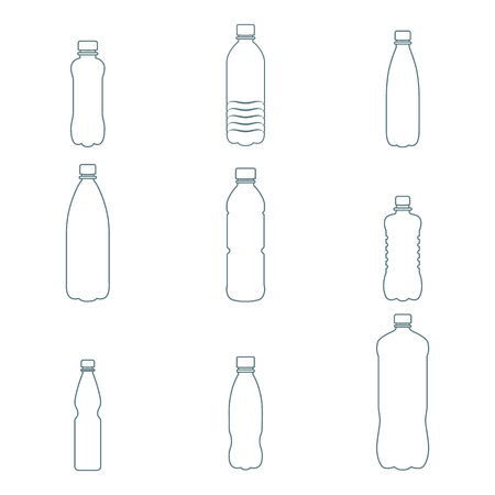 Set of isolated icons on a theme Plastic bottlesのイラスト素材