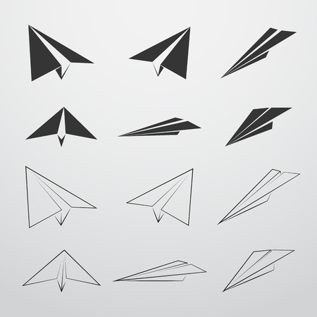 Set of isolated icons on a theme paper planeのイラスト素材