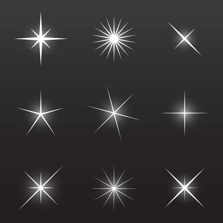 vector illustration of nine Sparkle symbolsのイラスト素材