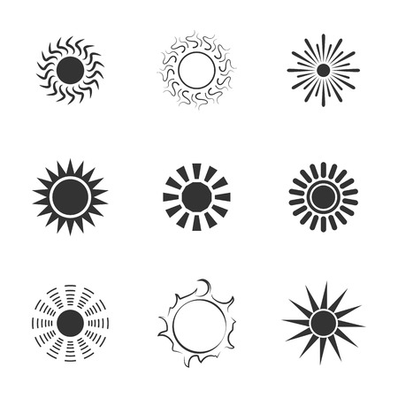 Set of isolated icons on a theme sunのイラスト素材