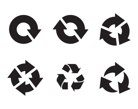 Set of arrow refresh reload rotation sign iconsのイラスト素材