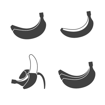 Black isolated icons on a theme bananaのイラスト素材