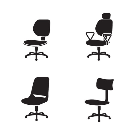 Set of black isolated icons on a theme office chairのイラスト素材