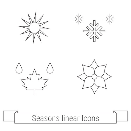 Four Season Outline web icons setのイラスト素材