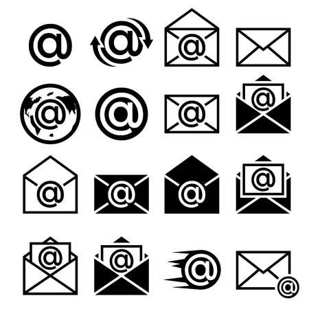 E-mail icons set on white backgroundのイラスト素材
