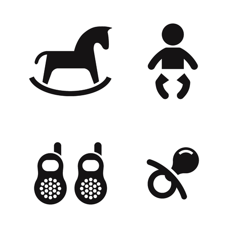toys and accessories for kids icons blackのイラスト素材