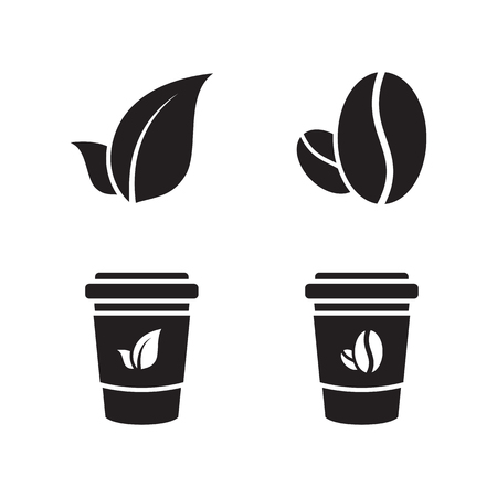 Four Coffee and tea black web icons setのイラスト素材