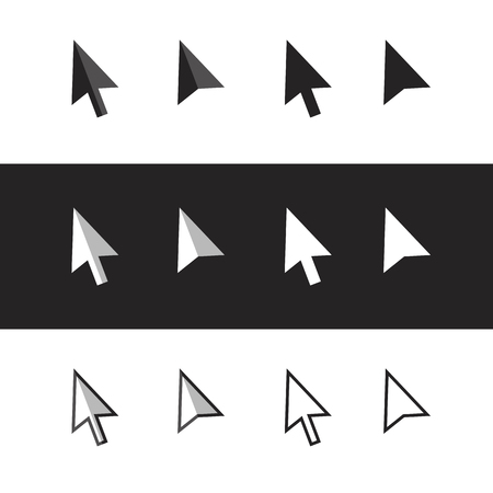 Arrow cursors symbol icons, on a black and white backgroundのイラスト素材